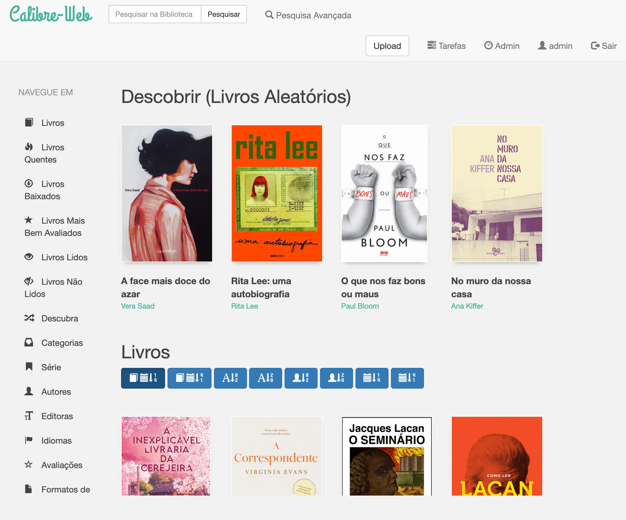 Biblioteca de e-books no Calibre-Web